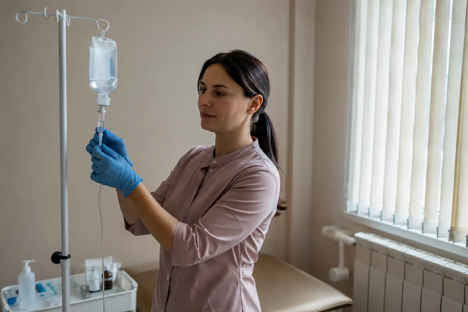 Медсестра готовит капельницу Мексидола